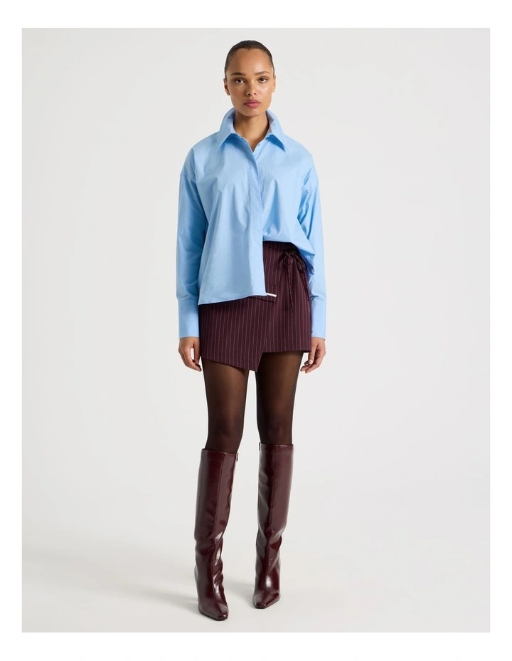 Cotton Poplin Oversized Shirt in Light Blue image 4