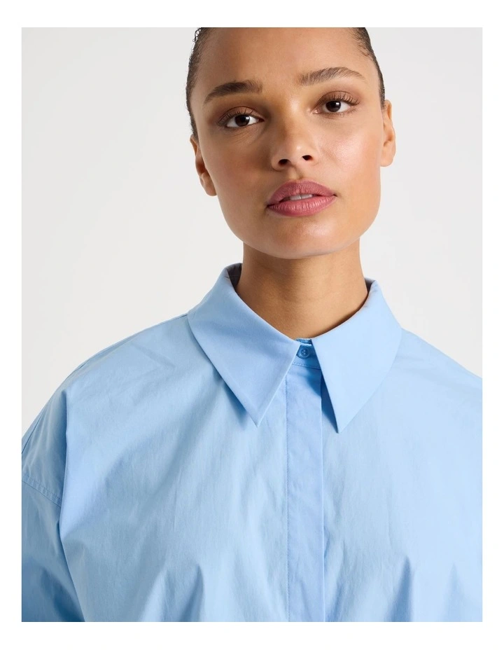 Cotton Poplin Oversized Shirt in Light Blue image 5