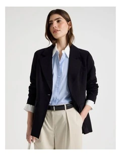 Contrast Detail Striped Shirt in Blue