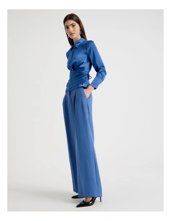 Satin Wrap Shirt in Cobalt image 3