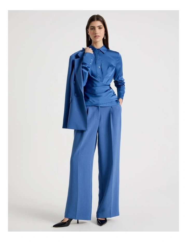 Satin Wrap Shirt in Cobalt image 7
