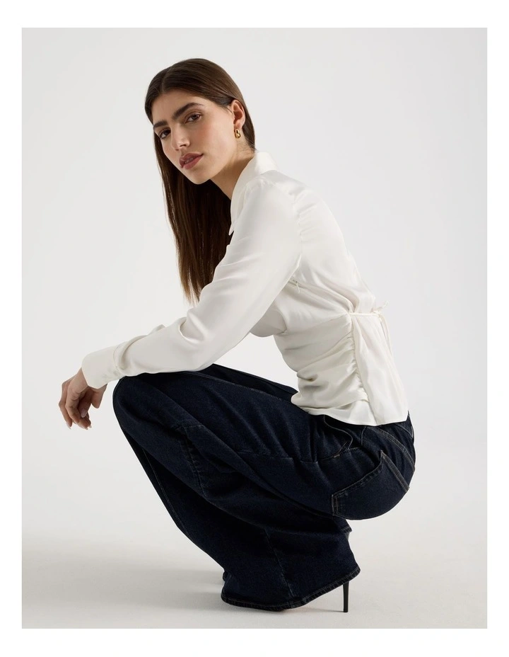 Satin Wrap Shirt in White image 2