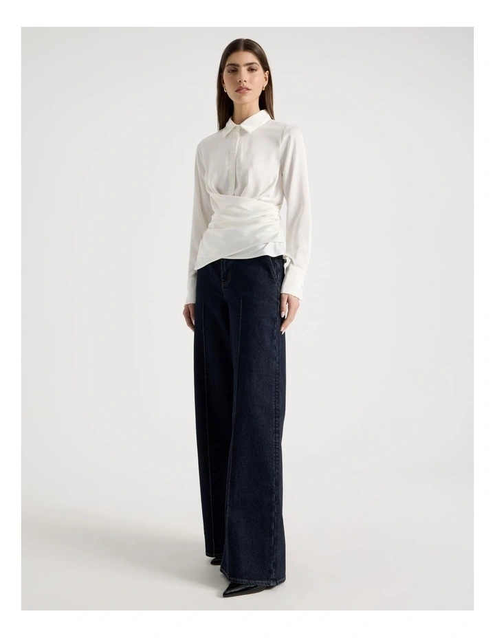 Satin Wrap Shirt in White image 5