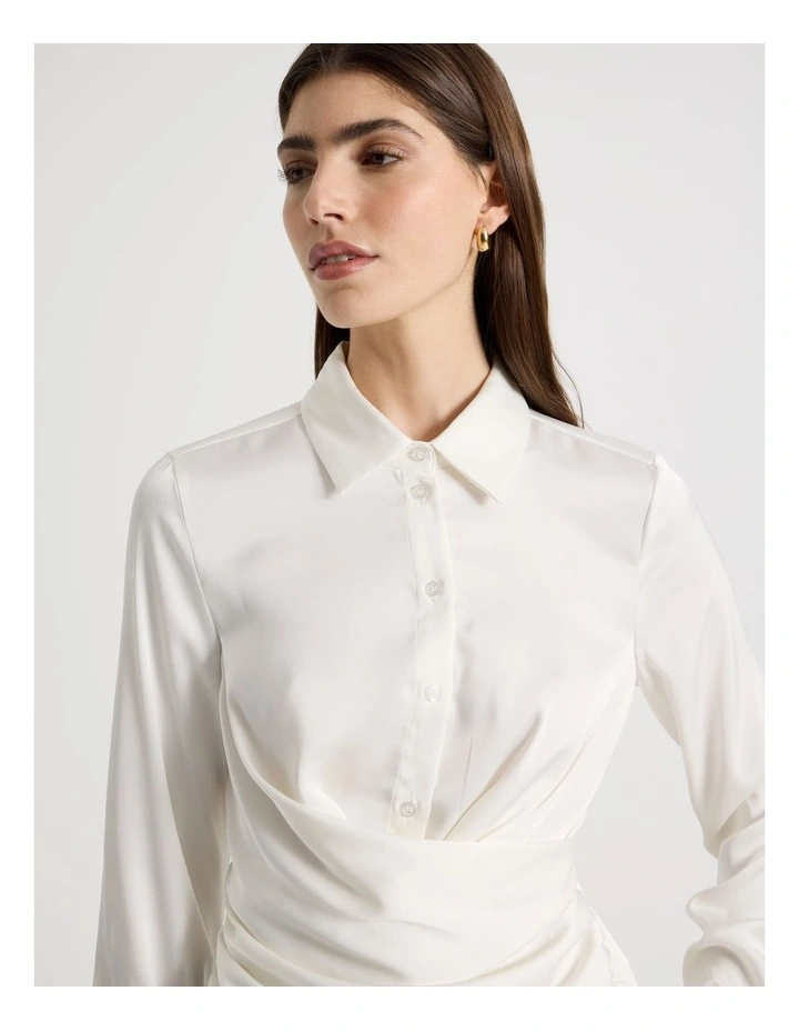 Satin Wrap Shirt in White image 7