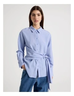 Side Tie Shirt in Cornflower
