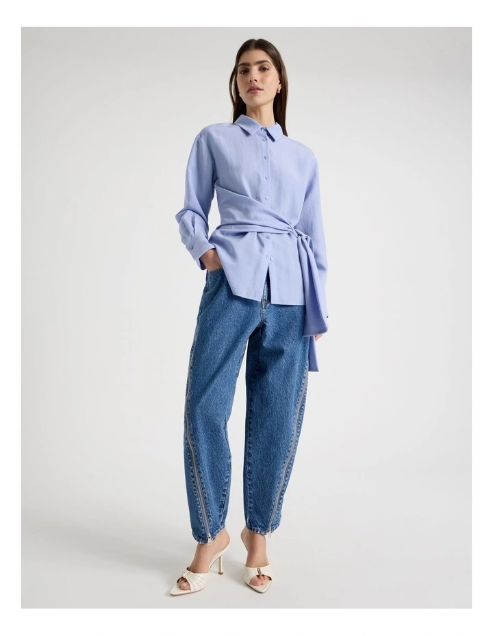 Side Tie Shirt in Cornflower image 2