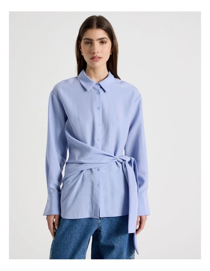 Side Tie Shirt in Cornflower image 5