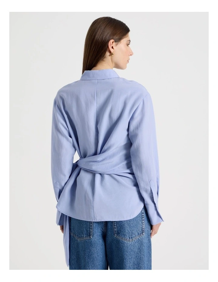 Side Tie Shirt in Cornflower image 6