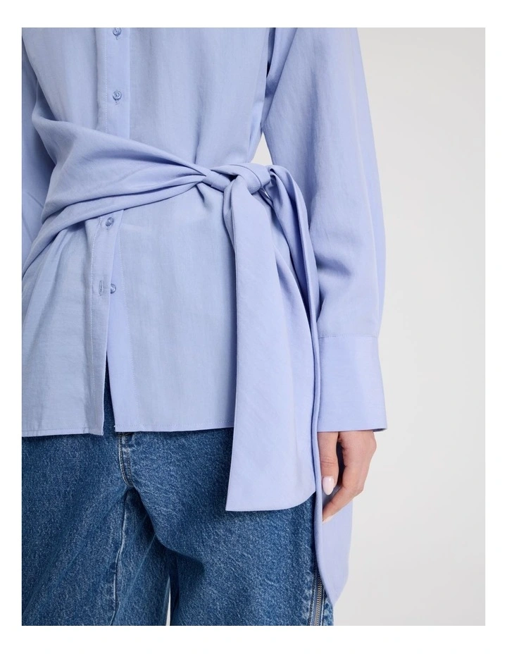 Side Tie Shirt in Cornflower image 7