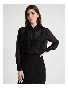 Sheer Utility Shirt in Black