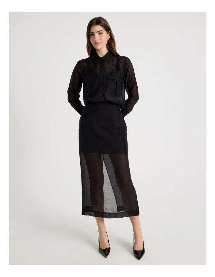 Sheer Utility Shirt in Black image 4