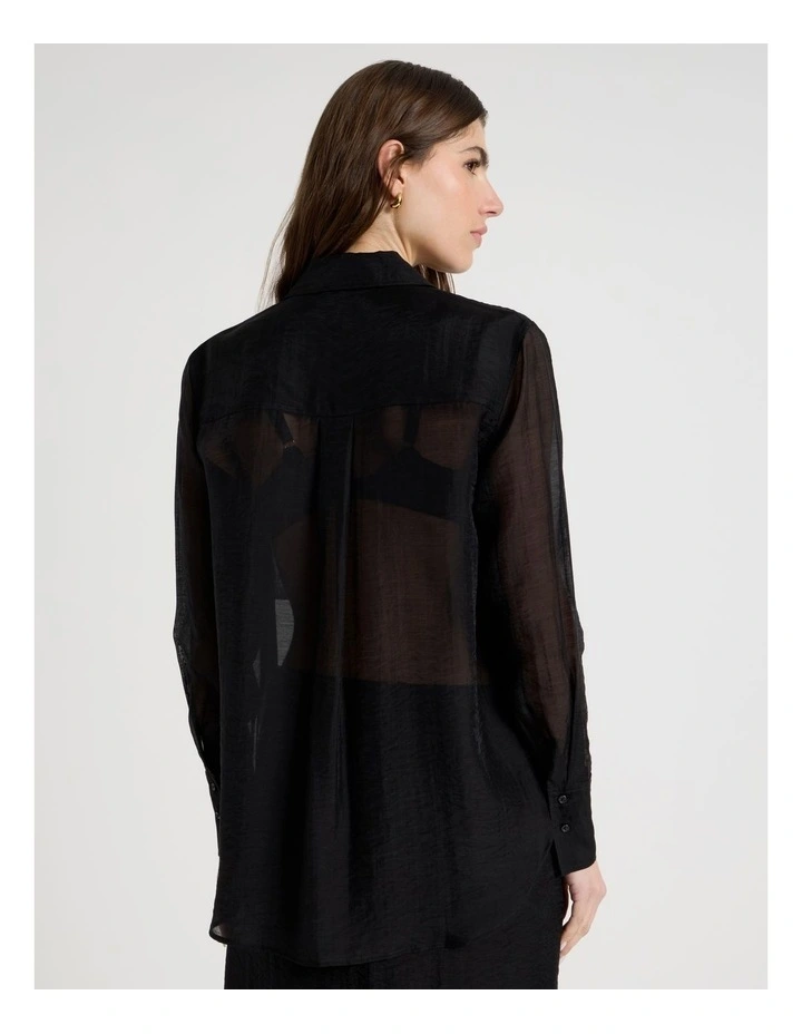 Sheer Utility Shirt in Black image 6