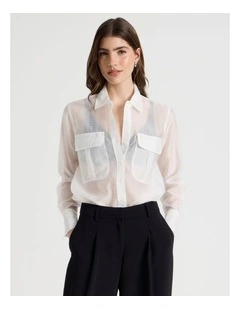 Sheer Utility Shirt in Ivory