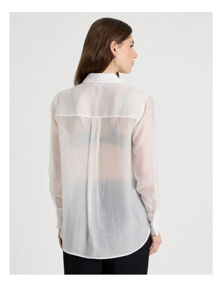Sheer Utility Shirt in Ivory image 6