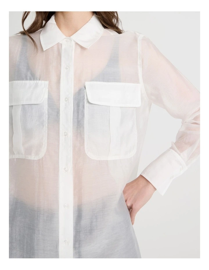 Sheer Utility Shirt in Ivory image 7