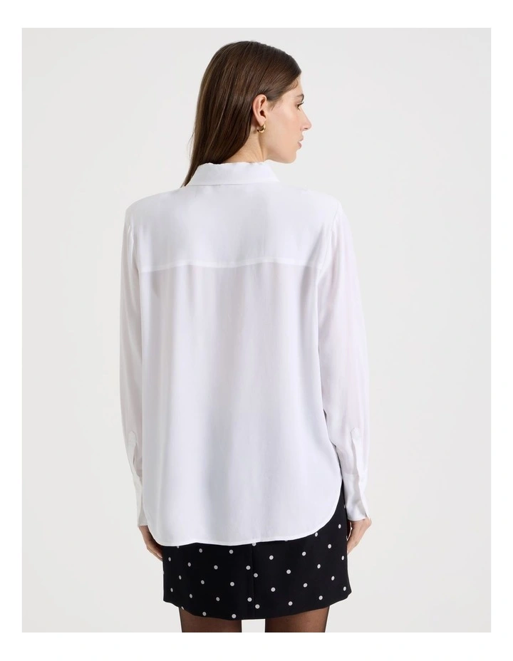 Velvet Bow Shirt in White image 5