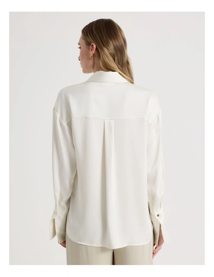 Oversized Satin Shirt in Ivory image 6