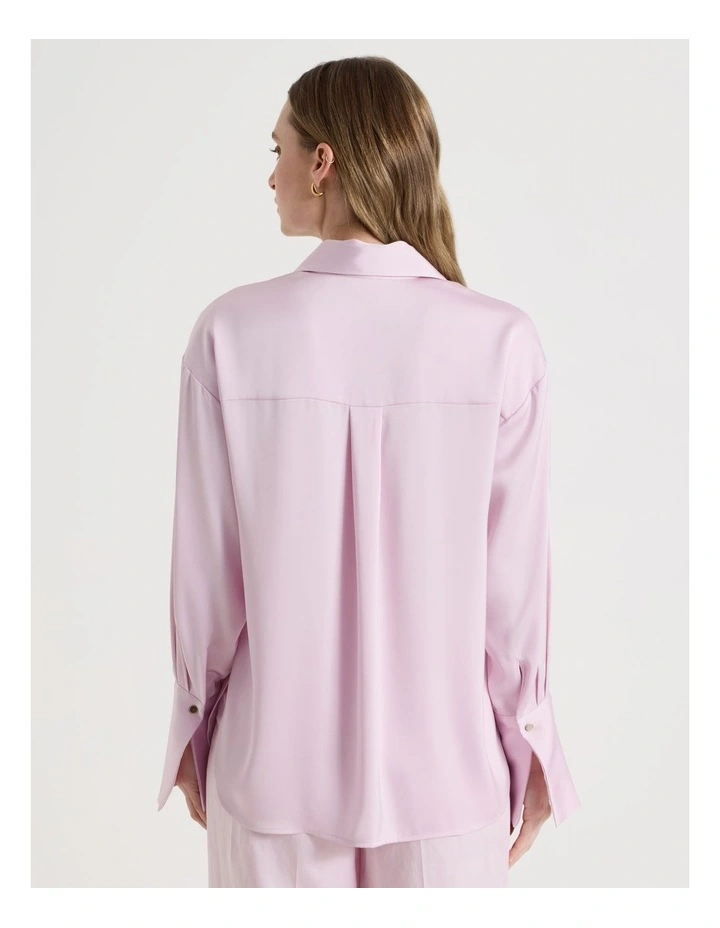 Oversized Satin Shirt in Light Pink image 6