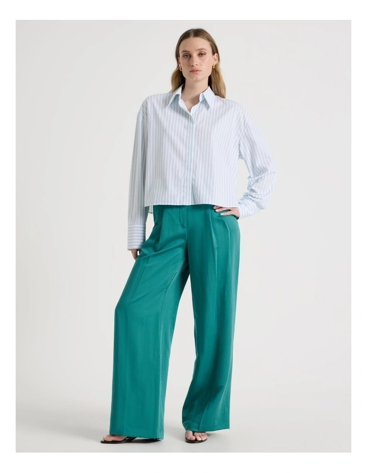 Cropped Stripe Shirt in Teal image 4