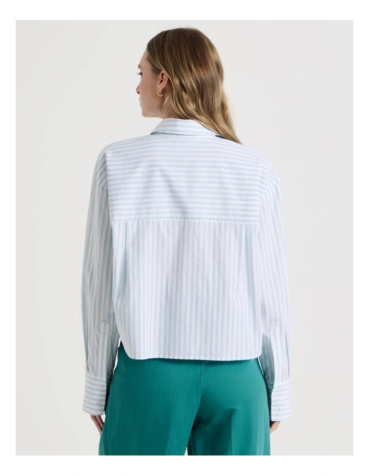 Cropped Stripe Shirt in Teal image 6