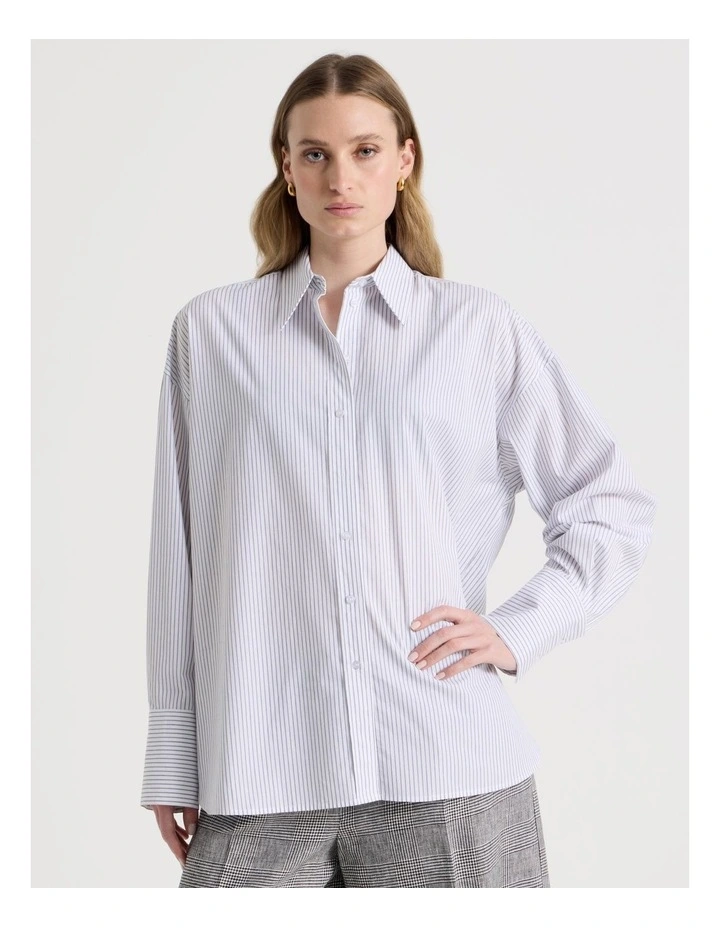 Oversized Stripe Shirt in Black/White image 4