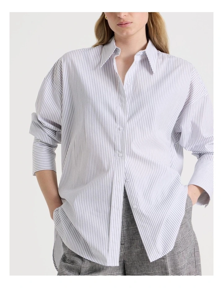 Oversized Stripe Shirt in Black/White image 7