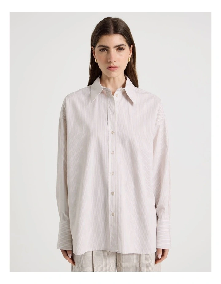 Oversized Stripe Shirt in Mink image 5