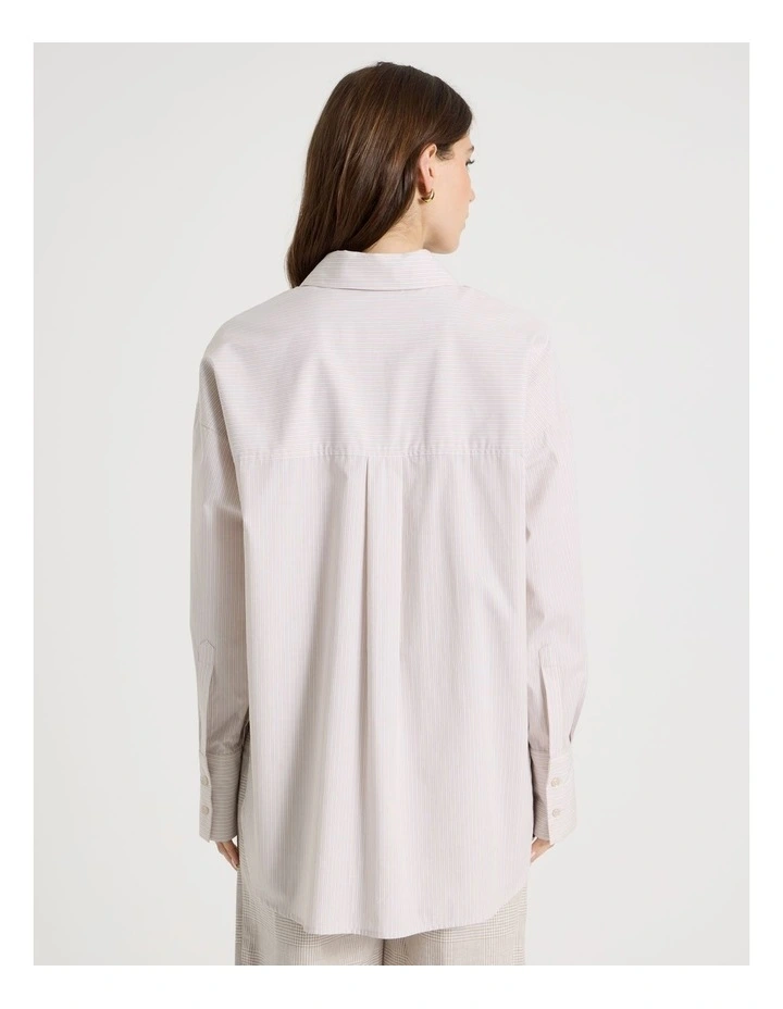 Oversized Stripe Shirt in Mink image 6