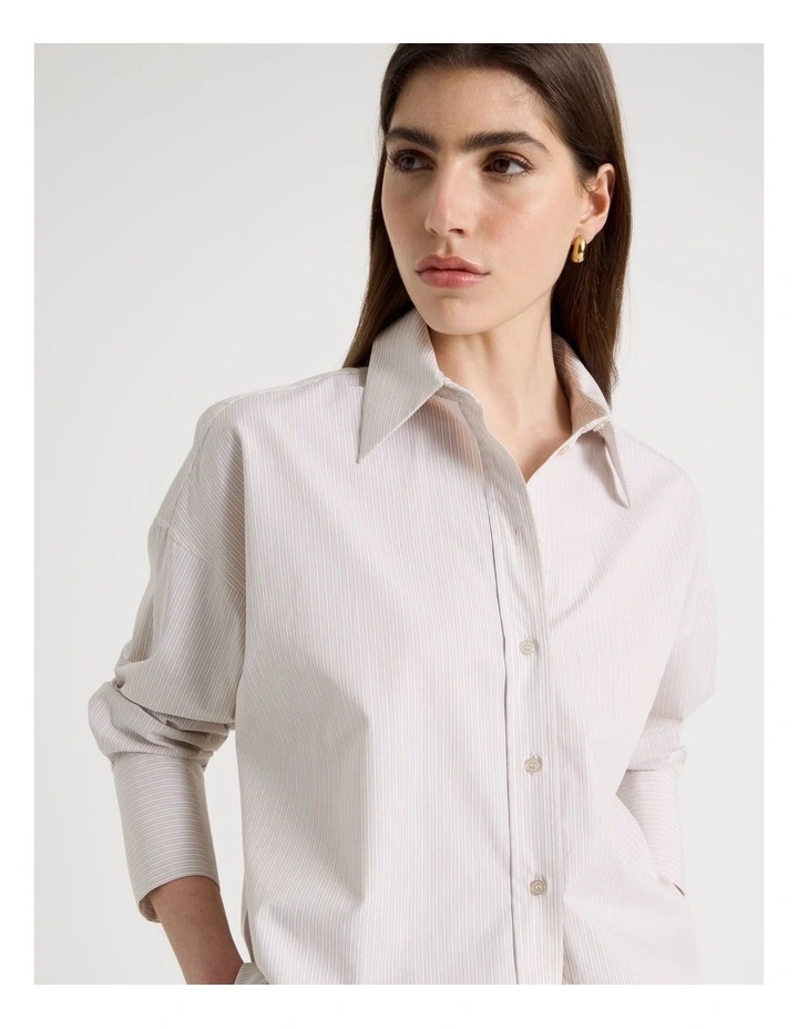 Oversized Stripe Shirt in Mink image 7
