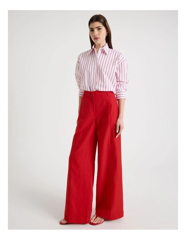 Cropped Stripe Shirt in Red image 2