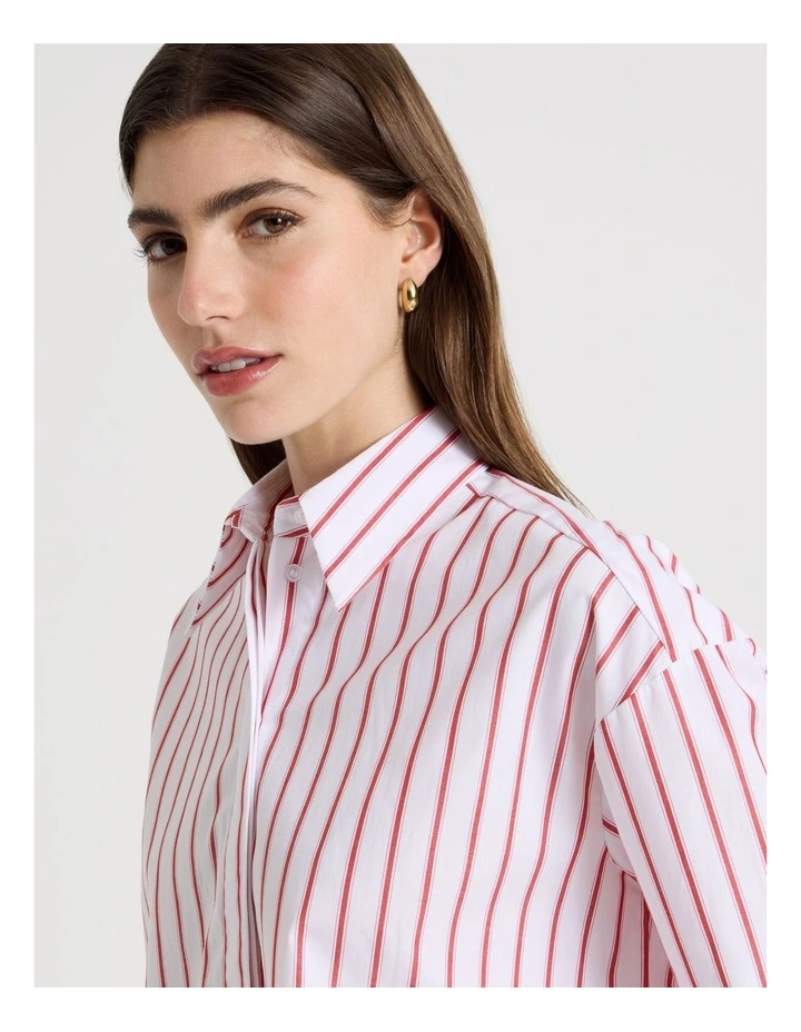 Cropped Stripe Shirt in Red image 5