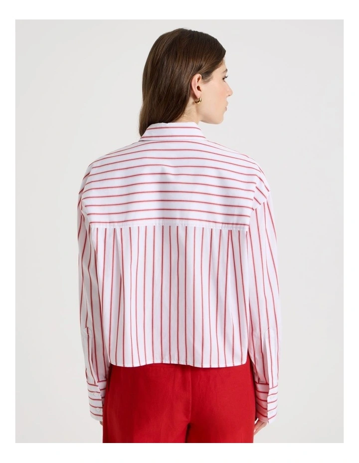 Cropped Stripe Shirt in Red image 6