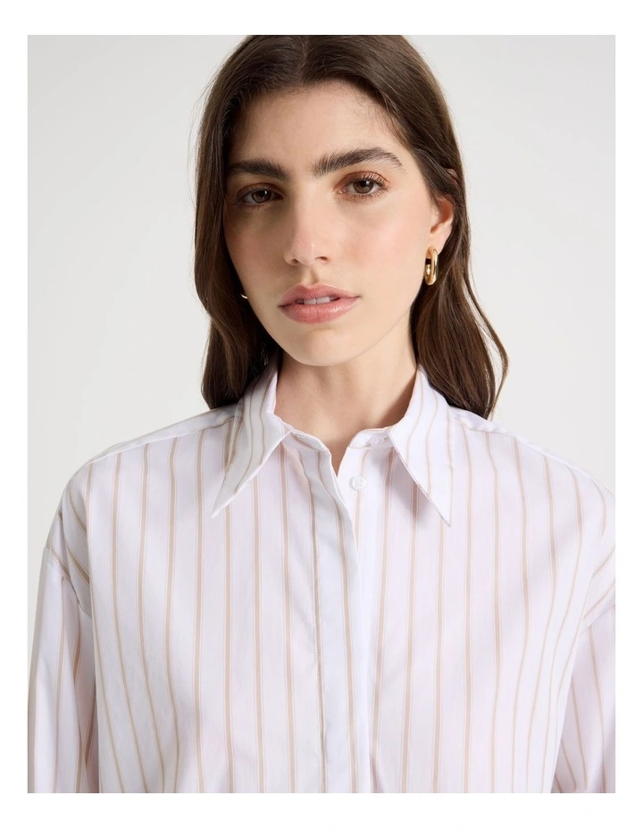 Cropped Stripe Shirt in Mink image 2