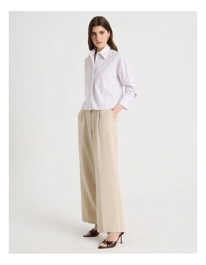 Cropped Stripe Shirt in Mink image 4