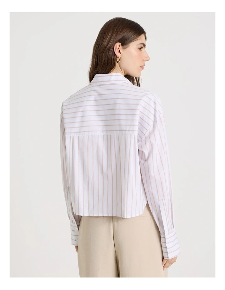 Cropped Stripe Shirt in Mink image 6