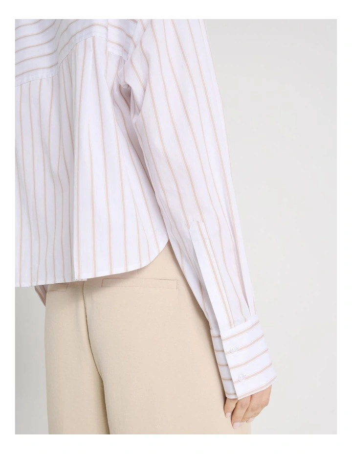 Cropped Stripe Shirt in Mink image 7