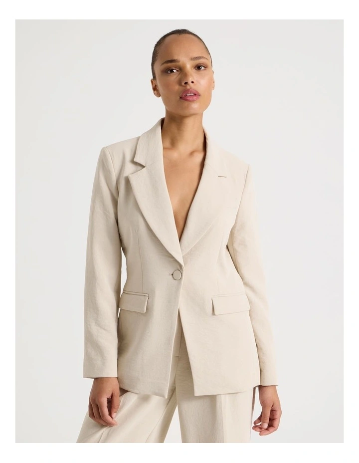 Single Breasted Blazer in Stone image 1