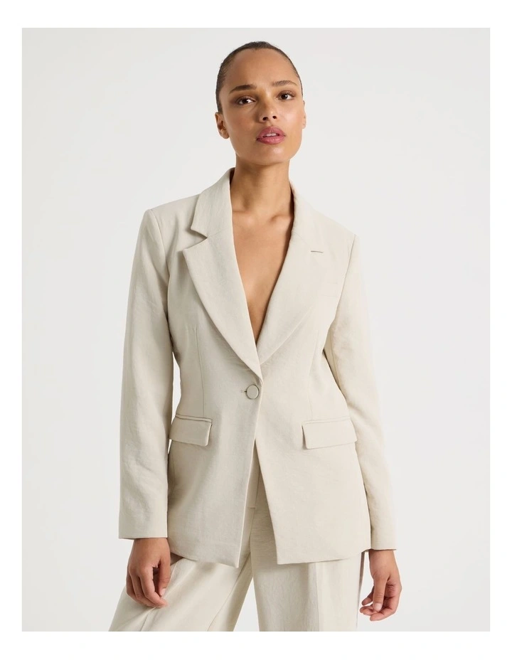 Single Breasted Blazer in Stone image 1