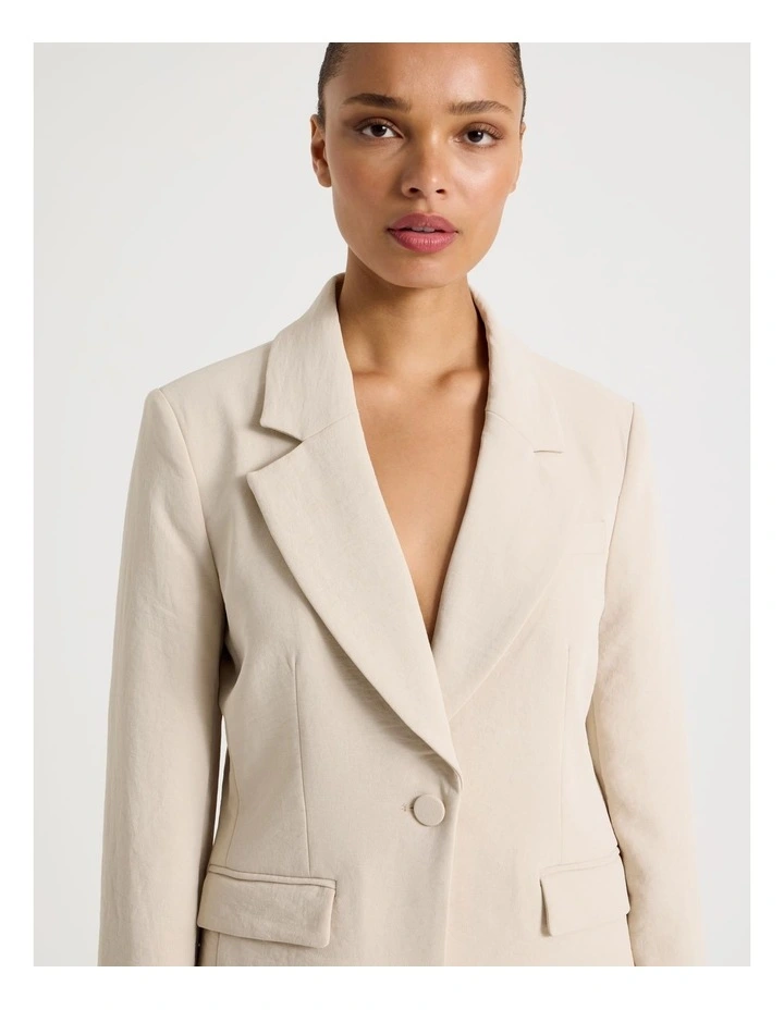 Single Breasted Blazer in Stone image 3