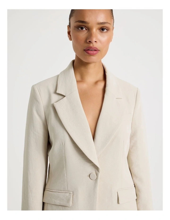 Single Breasted Blazer in Stone image 3