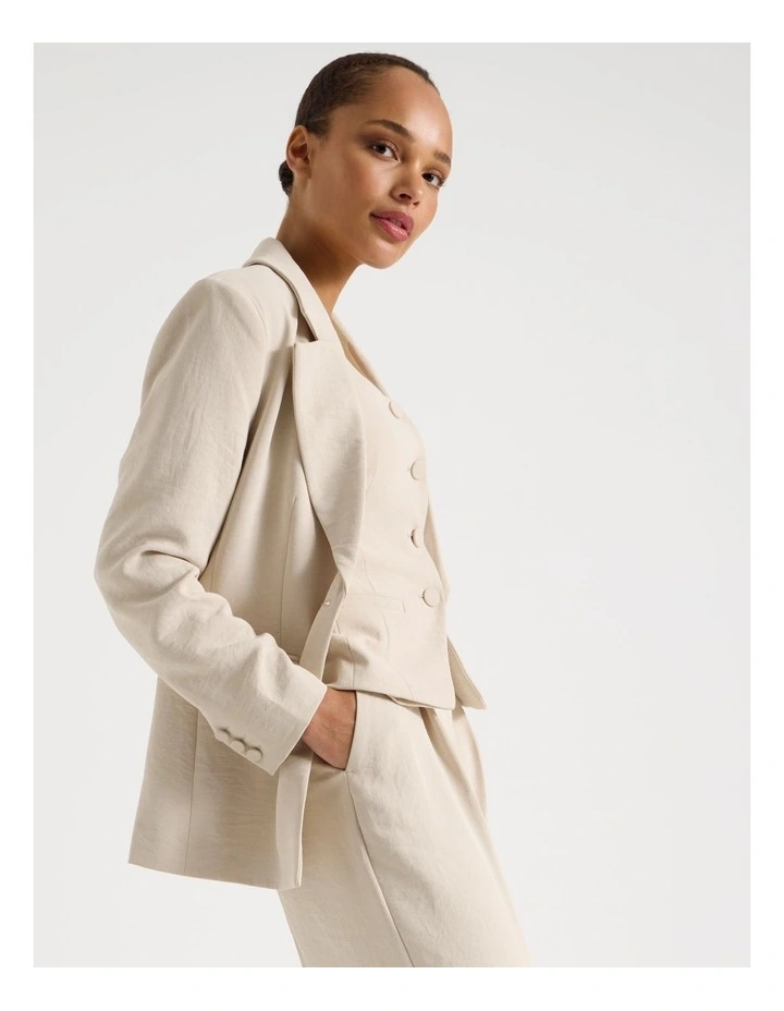 Single Breasted Blazer in Stone image 4