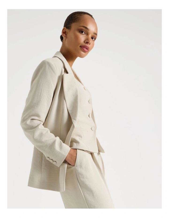 Single Breasted Blazer in Stone image 4
