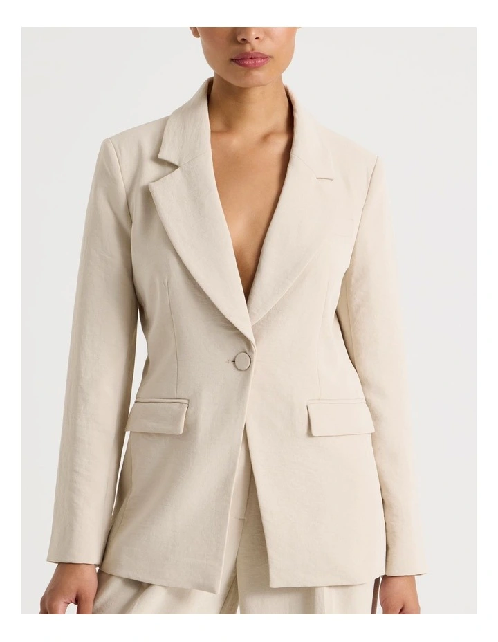 Single Breasted Blazer in Stone image 7