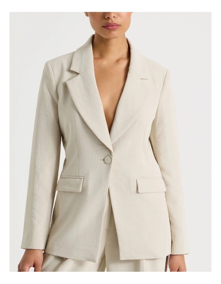 Single Breasted Blazer in Stone image 7