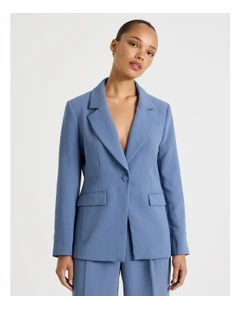 Single Breasted Blazer in Dusty Blue