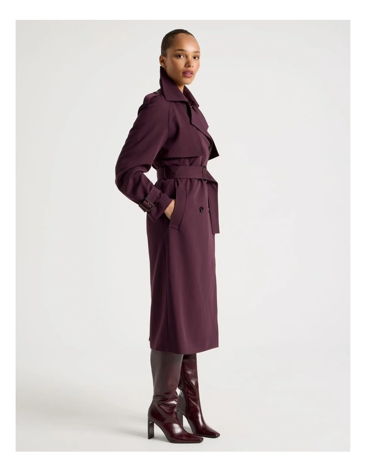 Trench Coat in Wine image 3