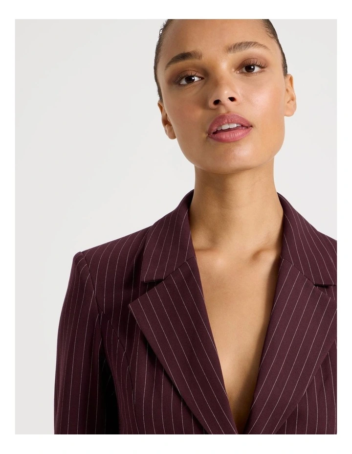 Pinstripe Cropped Blazer in Wine image 3