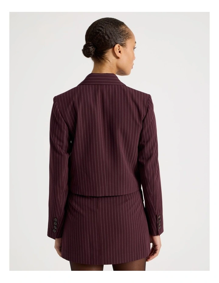 Pinstripe Cropped Blazer in Wine image 5