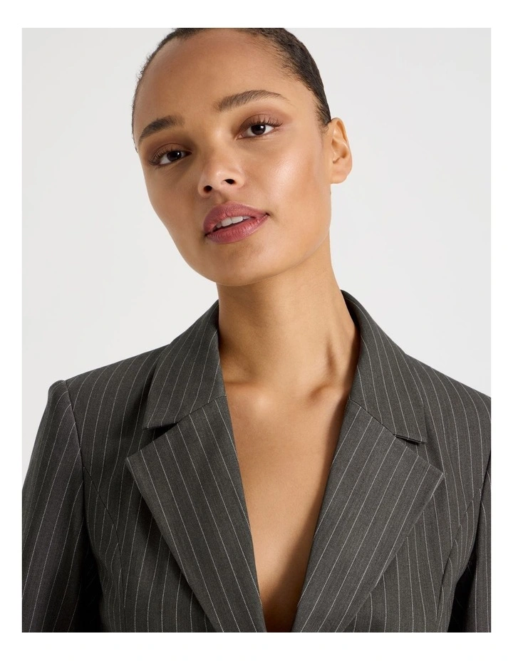 Pinstripe Cropped Blazer in Charcoal image 3