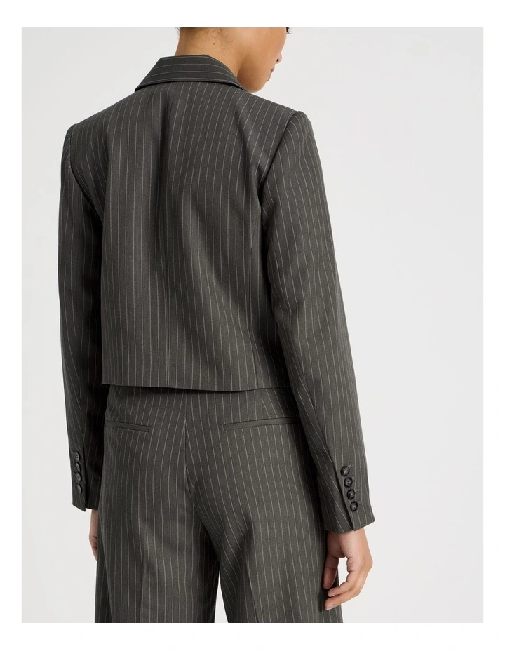 Pinstripe Cropped Blazer in Charcoal image 5